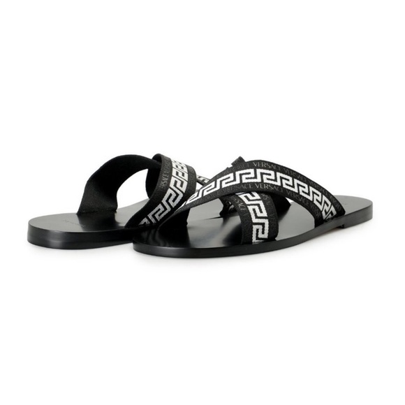 Versace Nastro Greca crisscross printed slides UNISEX 39 NWT - Picture 9 of 9